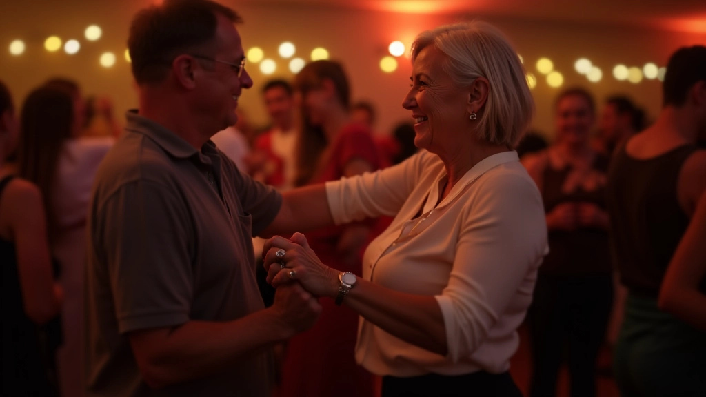 Adults dancing salsa at a social gathering