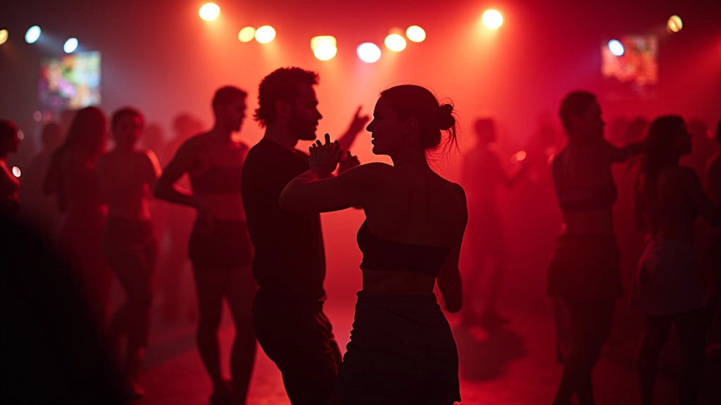 Vibrant salsa dancers performing at a Dublin dance social venue